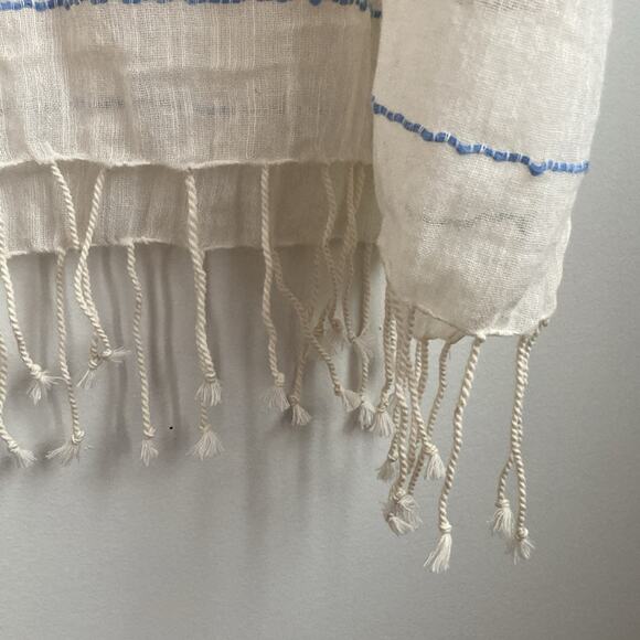 SOLD 😎 Talbots cotton blend airy preppy classic boho scarf wrap resort wear naut - Picture 10 of 10